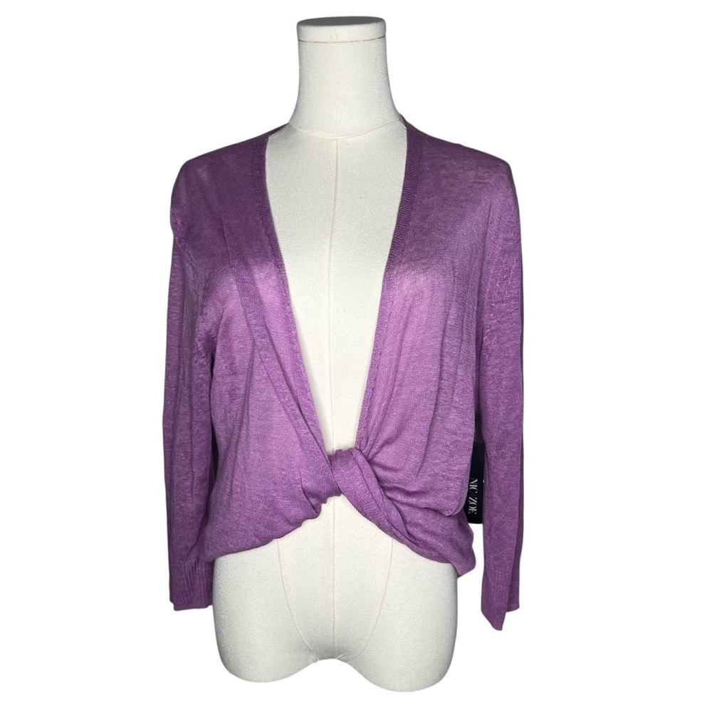 NEW Nic + Zoe Purple All Year 4 Way Lightweight Linen Blend Cardigan Topper - Picture 4 of 13
